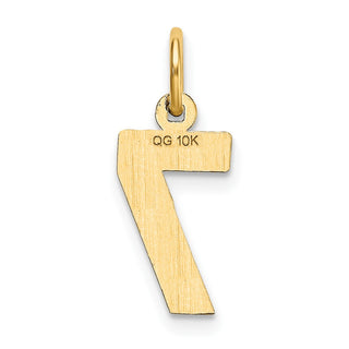 10K Yellow Gold Casted Small Diamond-cut Number 7 Charm