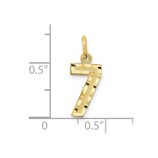 10K Yellow Gold Casted Small Diamond-cut Number 7 Charm