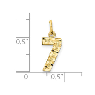 10K Yellow Gold Casted Small Diamond-cut Number 7 Charm