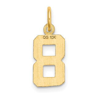 10K Yellow Gold Casted Small Diamond-cut Number 8 Charm