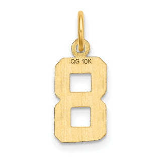 10K Yellow Gold Casted Small Diamond-cut Number 8 Charm