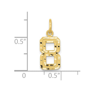 10K Yellow Gold Casted Small Diamond-cut Number 8 Charm