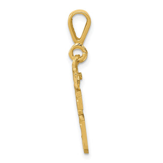 10K Yellow Gold Casted Small Diamond-cut Number 16 Charm