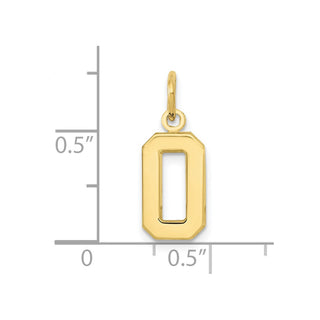 10K Yellow Gold Casted Small Polished Number 0 Charm