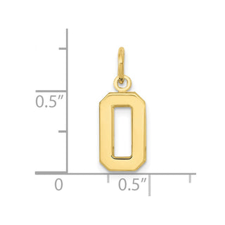 10K Yellow Gold Casted Small Polished Number 0 Charm