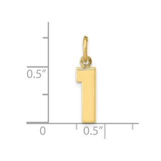 10K Yellow Gold Casted Small Polished Number 1 Charm