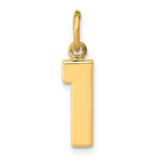 10K Yellow Gold Casted Small Polished Number 1 Charm
