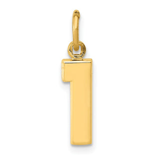 10K Yellow Gold Casted Small Polished Number 1 Charm