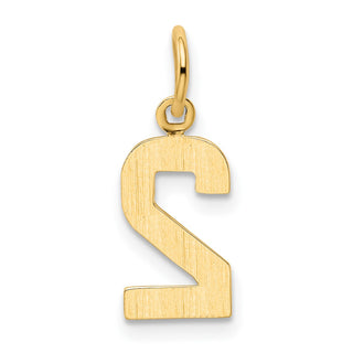 10K Yellow Gold Casted Small Polished Number 2 Charm