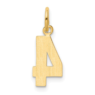 10K Yellow Gold Casted Small Polished Number 4 Charm