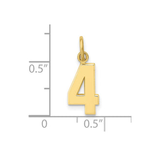 10K Yellow Gold Casted Small Polished Number 4 Charm