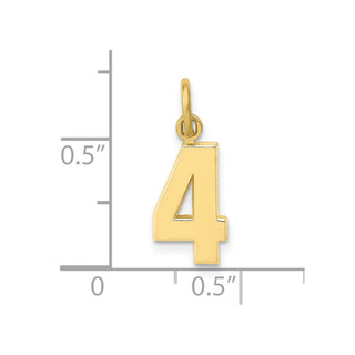 10K Yellow Gold Casted Small Polished Number 4 Charm