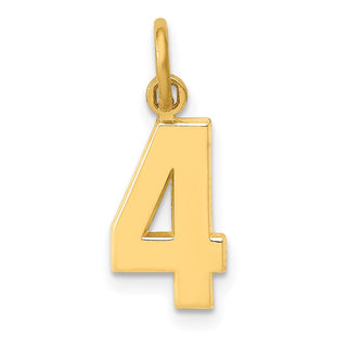 10K Yellow Gold Casted Small Polished Number 4 Charm