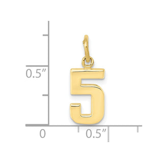10K Yellow Gold Casted Small Polished Number 5 Charm