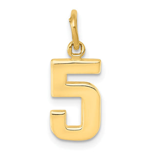 10K Yellow Gold Casted Small Polished Number 5 Charm