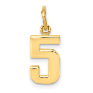 10K Yellow Gold Casted Small Polished Number 5 Charm
