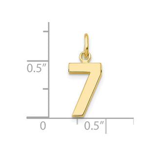 10K Yellow Gold Casted Small Polished Number 7 Charm