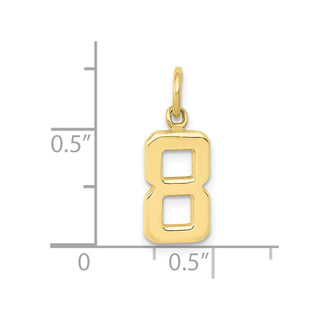10K Yellow Gold Casted Small Polished Number 8 Charm