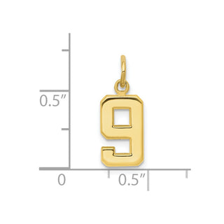 10K Yellow Gold Casted Small Polished Number 9 Charm