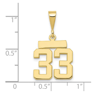 10K Yellow Gold Casted Small Polished Number 33 Charm