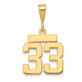 10K Yellow Gold Casted Small Polished Number 33 Charm