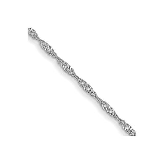 24" 14k White Gold 1mm Carded Singapore Chain Necklace