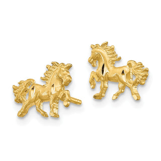 10k Yellow Gold 8mm Satin Diamond-cut Unicorn Stud Earrings