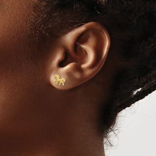 10k Yellow Gold 8mm Satin Diamond-cut Unicorn Stud Earrings