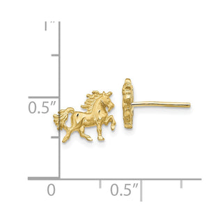10k Yellow Gold 8mm Satin Diamond-cut Unicorn Stud Earrings