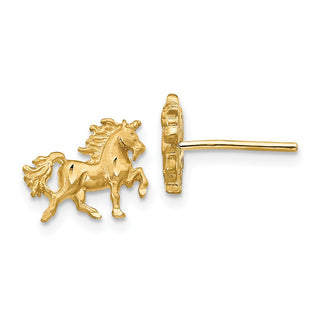 10k Yellow Gold 8mm Satin Diamond-cut Unicorn Stud Earrings