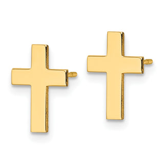 10k Yellow Gold 12mm Polished Cross Stud Earrings