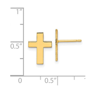 10k Yellow Gold 12mm Polished Cross Stud Earrings