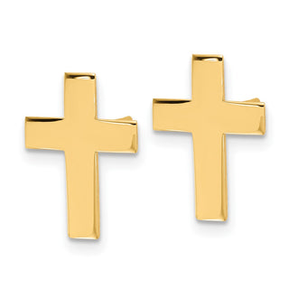 10k Yellow Gold 14.5mm Polished Cross Stud Earrings