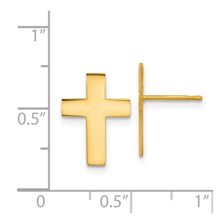 10k Yellow Gold 14.5mm Polished Cross Stud Earrings