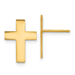 10k Yellow Gold 14.5mm Polished Cross Stud Earrings