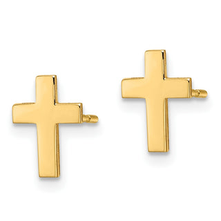 10k Yellow Gold 9mm Polished Cross Stud Earrings
