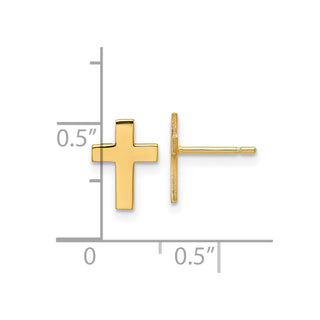 10k Yellow Gold 9mm Polished Cross Stud Earrings