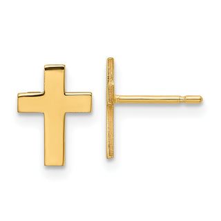 10k Yellow Gold 9mm Polished Cross Stud Earrings