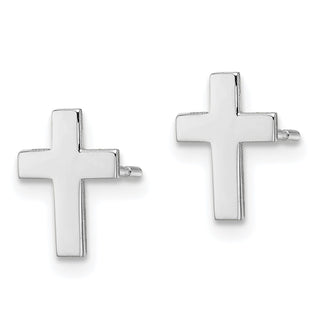 10k White Gold 9mm Polished Cross Stud Earrings