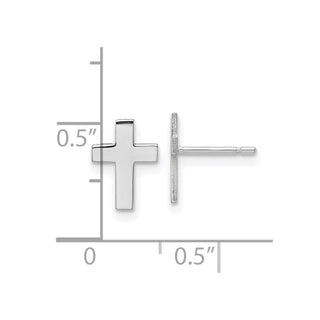 10k White Gold 9mm Polished Cross Stud Earrings