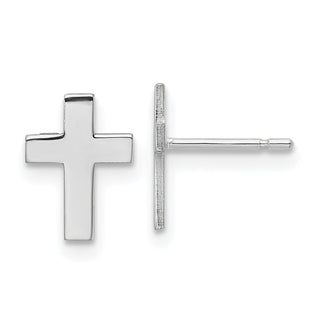 10k White Gold 9mm Polished Cross Stud Earrings