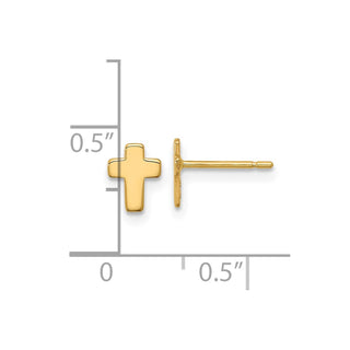 10k Yellow Gold 7mm Polished Cross Stud Earrings