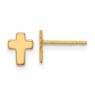 10k Yellow Gold 7mm Polished Cross Stud Earrings
