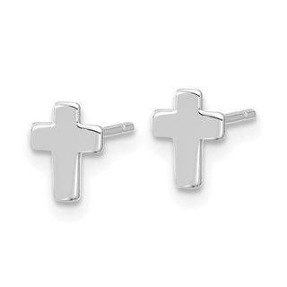 10k White Gold 7mm Polished Cross Stud Earrings