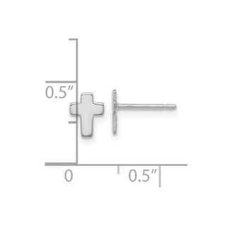 10k White Gold 7mm Polished Cross Stud Earrings