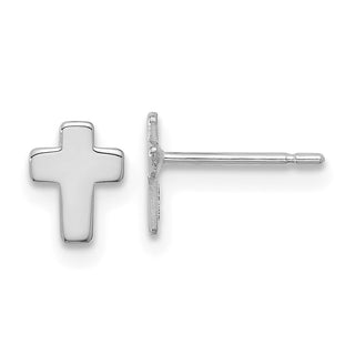 10k White Gold 7mm Polished Cross Stud Earrings