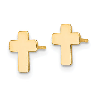 10k Yellow Gold 8.5mm Polished Cross Stud Earrings