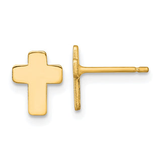 10k Yellow Gold 8.5mm Polished Cross Stud Earrings