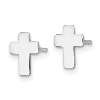 10k White Gold 8.5mm Polished Cross Stud Earrings