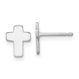 10k White Gold 8.5mm Polished Cross Stud Earrings